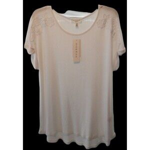 Rio & Ryan New York Shirt Women's Size MED Embroidered White Knit Blouse NWT $60